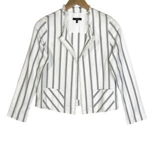 ANTHROPOLOGIE DREW Women’s Linen Blend White and Blue Striped Jacket